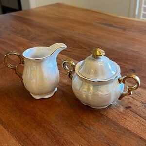 Vintage Iridescent Sugar and Cream Dishes (set of 2)